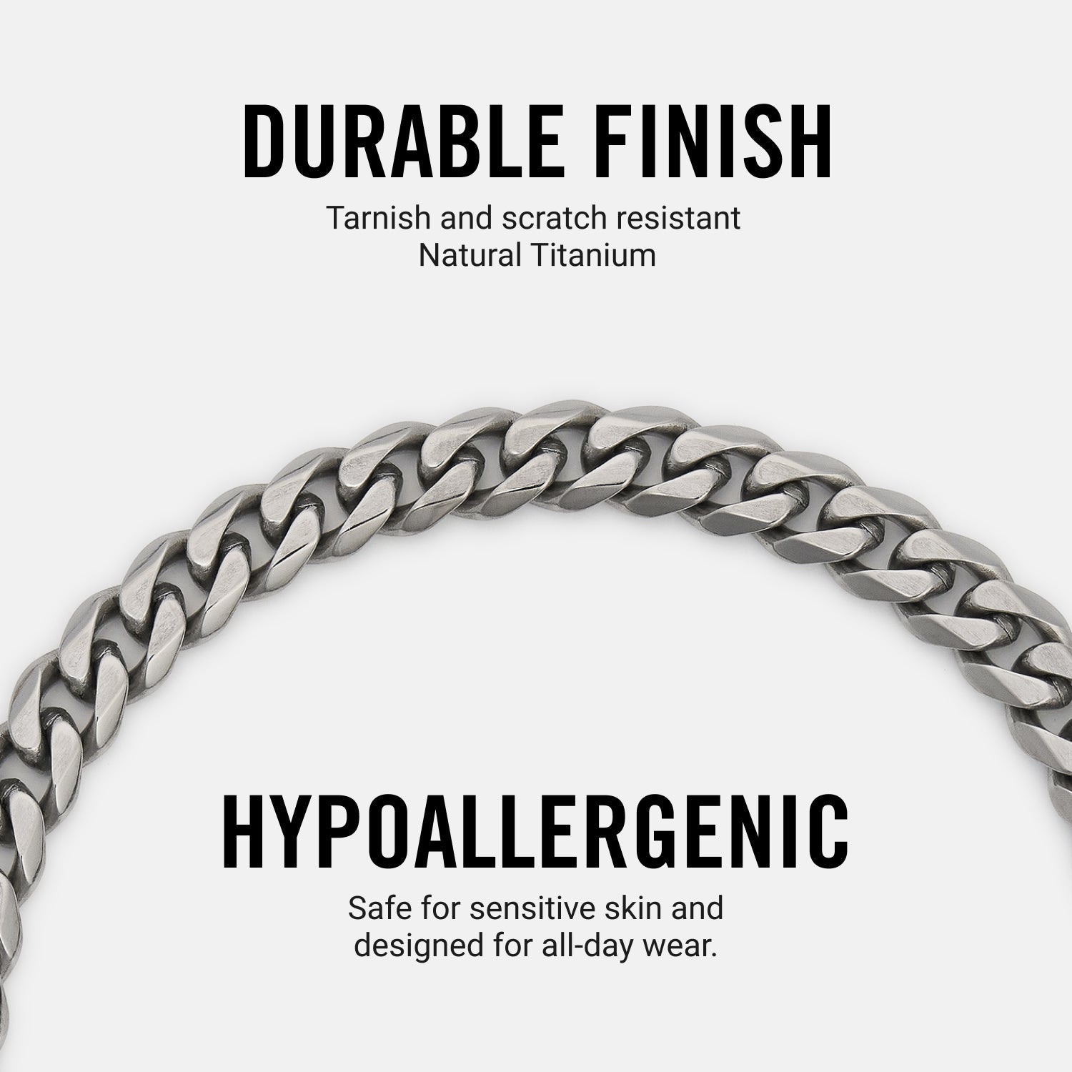 6mm Curb Bracelet - Titanium - Medium